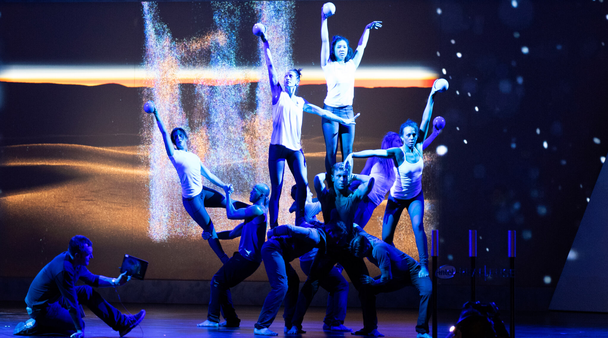Dancers at RealSense, an immersive experiential trade show exhibit.