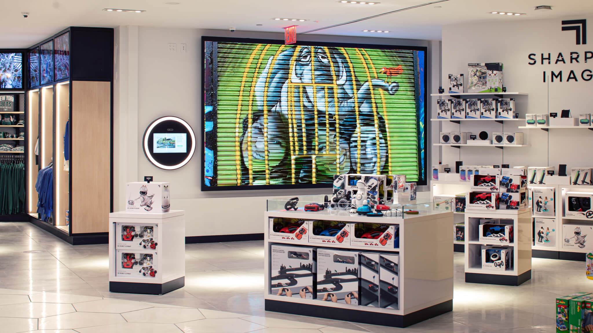 Digital media wall retail installation at LaGuardia Airport.